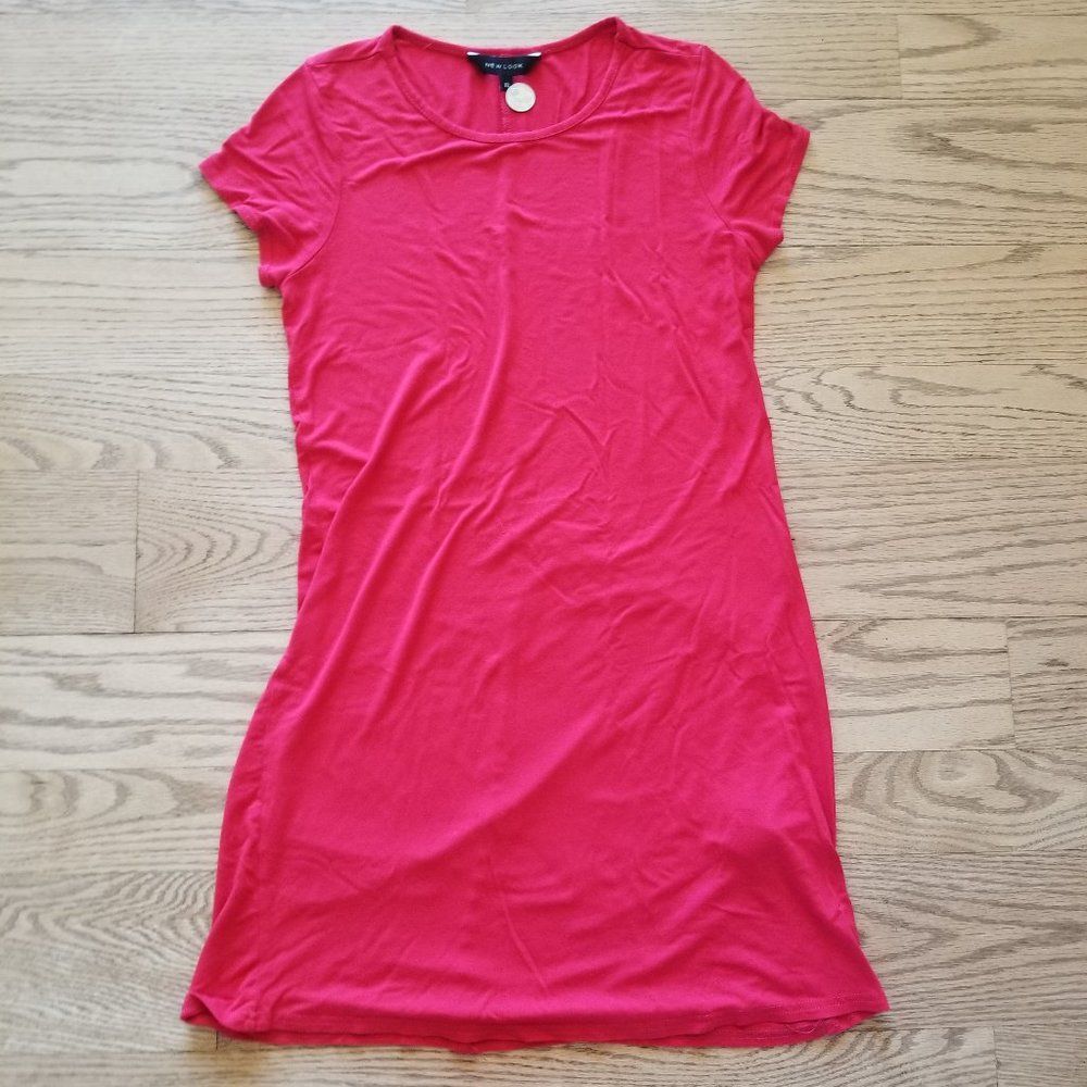 New Look Womens 6 Red Short Sleeve T-Shirt Dress EUC Comfort